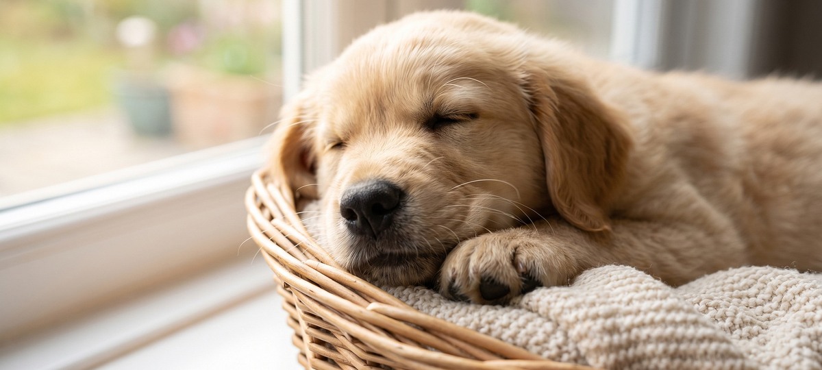Ruhender Hund in gemütlicher Umgebung